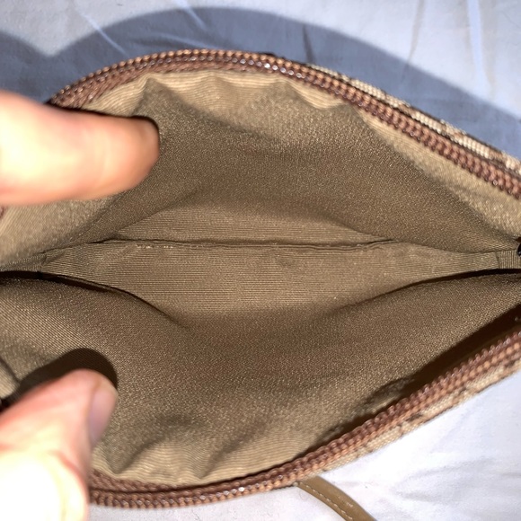 Coach Tan Canvas Monogram Wristlet W/ Suede Trim - Picture 9 of 16